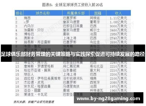 足球俱乐部财务管理的关键策略与实践探索促进可持续发展的路径